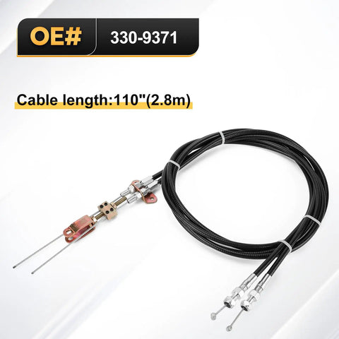 Solid Gold Universal Parking Brake Cable Replacement Kit With 110 Inch Durable Lines designed for rear disc or drum brakes, featuring dual cables.