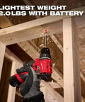 Subcompact Brushless Cordless Drill Driver With A Metal 3 8 Inch Chuck And Dual Speed Gears Built For Tight Corners And Hefty Job Sites Where Pros Want A Rock Solid Bare Tool Setup in use drilling into wooden framing.