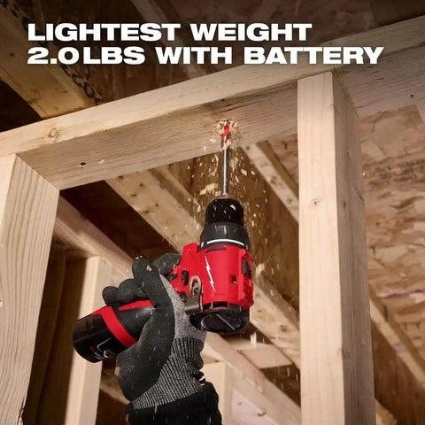 Subcompact Brushless Cordless Drill Driver With A Metal 3 8 Inch Chuck And Dual Speed Gears Built For Tight Corners And Hefty Job Sites Where Pros Want A Rock Solid Bare Tool Setup in use drilling into wooden framing.