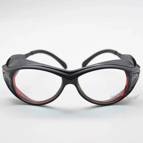 Top Shelf Two Pack Laser Safety Goggles Offering Tight OD5 Plus Blockage For 808 830 850 Nm Infrared Light front view with red tint.
