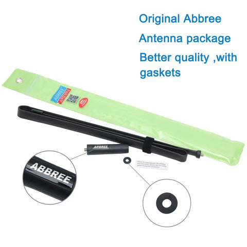 Long Range Foldable Ham Radio Antenna For Outdoor Use, great for camping, shown with green packaging and gasket
