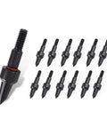 12 Pack Pro Grade Aluminum Arrow Inserts For ID 7.6mm Carbon Arrows And Crossbow Tips, 8-32 Thread, close-up view of inserts