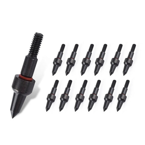 12 Pack Pro Grade Aluminum Arrow Inserts For ID 7.6mm Carbon Arrows And Crossbow Tips, 8-32 Thread, close-up view of inserts