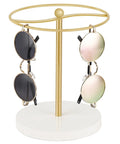 Eyewear Organizer Rack Holds Up To 12 Pairs Sunglasses And Glasses Display Stand Gold Finish For Desk, Dresser, Tabletop Or Countertop, Grab And Go Access Eyewear Storage That Keeps It Neat And Ready