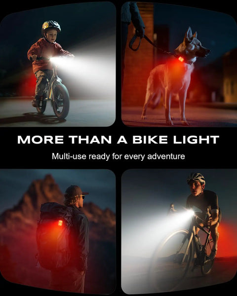 Ultra Slim Rechargeable Bike Lights Front And Rear Set With Five And Six Modes Dual USB C Power IP65 Waterproof For Night Riding On Road And Mountain Trails