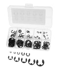 External Retaining Ring Kit With 120 Pieces For M1.5 To 10mm E Clips BeCu Bronze Corrosion Resistant Pro Grade Heavy Duty Workshop Set For Secure Fastening Neat Storage Box Ideal For Repair Shops And Home Garages, open organizer with black E-clips