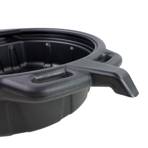 Portable Oil Drain Pan With Anti Splash Lip For Clean Oil Changes, Large Opening And Easy Pour, Sturdy Molded Handle, Black Finish