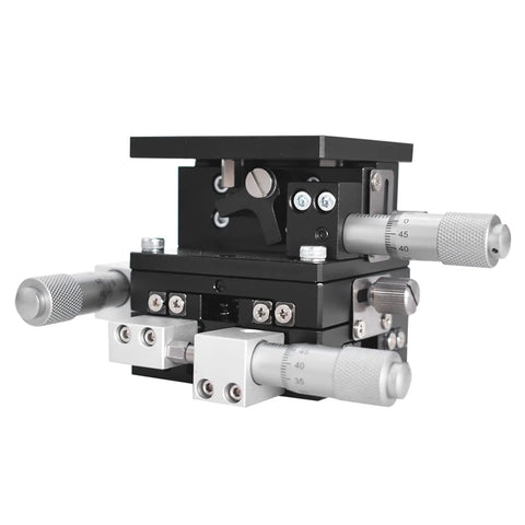 60x60mm XYZ Linear Stage With Manual Sliding Table For Smooth Multi Axis Precision, aluminum bearing platform visible