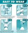 Instruction steps for Speed Lacer Ankle Brace With Quick Pull Hook And Loop Closure for safe and even compression fitting.