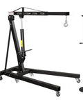 Heavy Duty Folding Hydraulic Engine Hoist And Underhoist Support Stand Combo Two Ton Adjustable Boom in black, ideal for garage use.