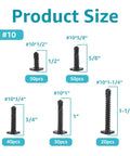 Bulk 400 Pack Self Tapping Screws For Metal And Wood Size 8 And 10 410 Stainless Steel with black oxide finish in assorted lengths.