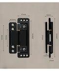 Hidden Door Hinges Set Of 2 Adjustable Concealed Hinges For Smooth Door Swing dimensions shown, durable steel hardware
