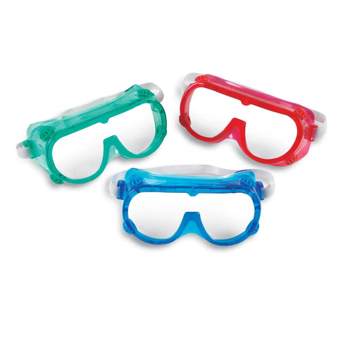 Colorful Safety Goggles 6 Pack For Kids And Teens Eye Protection For Science Experiments Classroom Accessories Comfortable Adjustable Fit Clear Plastic Lenses For Ages 4 And Up with goggles in emerald, ruby, and sapphire colors