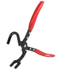 ARES 14020 heavy-duty exhaust hanger removal pliers with red handles and black offset jaws for hard-to-reach brackets