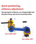 Heavy Duty CNC Mill Machine Positioner And Workpiece Stop Bracket For Universal Lathe Alignment, adjustable, blue and gold design.