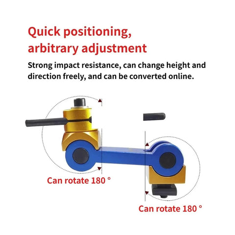 Heavy Duty CNC Mill Machine Positioner And Workpiece Stop Bracket For Universal Lathe Alignment, adjustable, blue and gold design.
