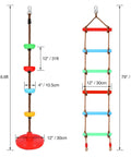 Rope Ladder And Disc Swing Set For Kids, Durable Climbing Ladder For Swing Sets with Snap Hooks, 79 inch, colorful outdoor set