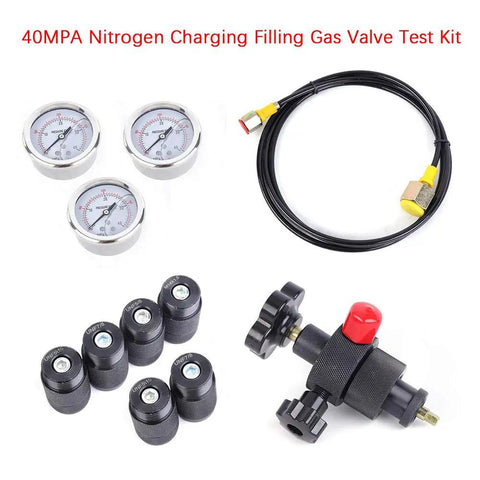 Nitrogen Pressure Test Kit With Accumulator Case, 3 Gauge Set 1500 PSI 3600 PSI 6000 PSI, 2 Meter Hose, 7 Adapters, Heavy Duty Gas Charging Tool For Pros