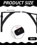 4 Pack Black Wall Mounted Shelf Brackets Beefy Iron Heavy Duty Triangular Curved Design size details, 7.9x7.9 inch