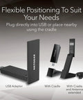 WiFi 6E USB Adapter For PC AXE3000 3Gbps shown with direct USB plug and extended cradle options