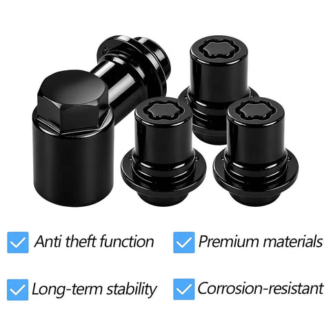 Premium Anti-theft Wheel Lock Lug Nut Set Fits Toyota Celica Es330 Es350 High-strength Chrome And Black Alloy Replacement Hardware Kit With One Custom Key For Secure Tire Protection, black locking lug nuts and key