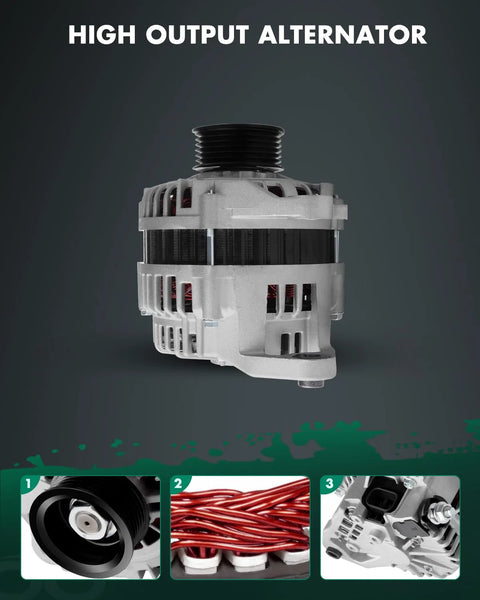 80 Amp Clockwise Nissan Sentra Alternator Replacement For 2002 Through 2006 1.8L With 6 Groove Pulley, 12V, S6 Class