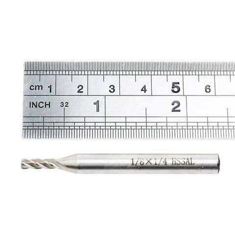End mill cutter, HSS, 1/8 x 1/4 in, straight 4-flute metalworking bit