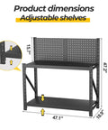 Heavy Duty Rolling Workbench Tool Cart With Bulletproof Steel Shelves Built Like A Tank For Zero Wobble Hardcore Garage Organization Hella Sturdy Welding Station Setup with adjustable shelves and dimensions.