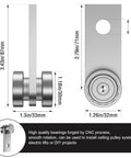 Two Wheel Trolley Assembly Rollers For One And Five Eighth Inch Wide Strut Channel In Garage Pulley System, silver finish