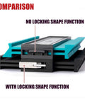 Comparison of Precision Contour Gauge For Shape Copying Fast Fix Carpentry Tiling Plumbing showing locking and non-locking features.
