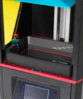 Inside view of 3D printer setup with beefy aluminum resin vat with preinstalled FEP film and steel ring, compatible with Anycubic Photon Mono Four K.