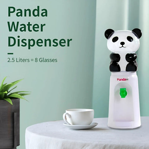 Cute Panda Water Dispenser Mini Desktop Cooler Two And A Half Liter Portable Desk Hydration Station For Kids Room Or Office White