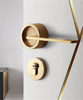Zinc Alloy Bedroom Door Lock Doorknob Set With Silent Operation Yellow Finish For Easy Install And Real Home Safety