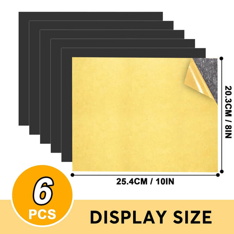 Cuttable Magnetic Sheets Six Pack 8 By 10 Inches With Adhesive Backing for DIY crafts, shown in size dimensions with 6 pieces