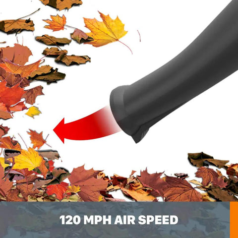 120 MPH air power of cordless leaf blower for lawn care, ultra lightweight 2.7 lbs, blowing leaves with long nozzle for tight spaces
