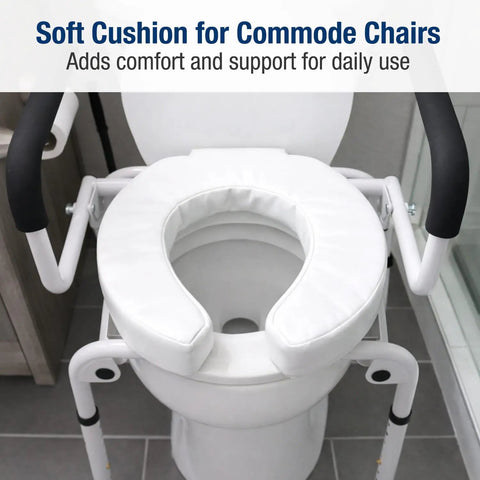 Raised Toilet Seat Cushion Riser With 2 Inch Pad And White Cover For Extra Comfort On Standard Toilets Relieves Pressure Points