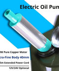 Electric oil pump with 100W pure copper motor and extended power cord for fluid transfers, compatible with various tasks.