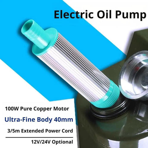 Electric oil pump with 100W pure copper motor and extended power cord for fluid transfers, compatible with various tasks.