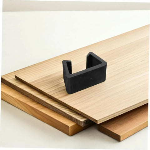 Six Pack Outdoor Sofa Clips For Rattan Wicker Sectional Couches, Black Plastic Fasteners With 6cm Slot on stacked wooden panels