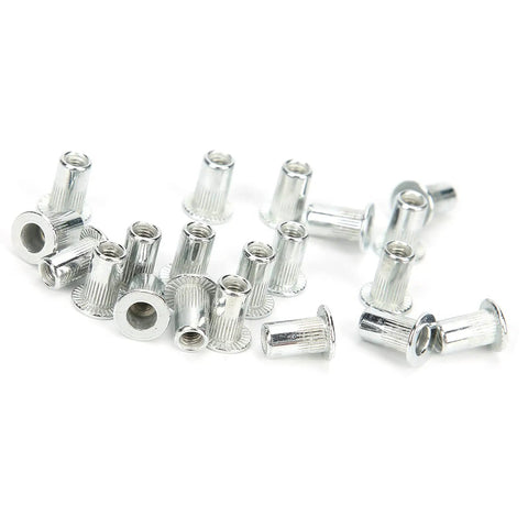 100 Piece Rivet Nuts Kit M3x20 Hollow Thread Inserts Aluminum Alloy Fasteners Hardware For Quick Beefy Riveting In Auto Body Metalworking DIY Projects And Industrial Applications, silver inserts