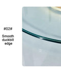 Close-up of Large Round Lazy Susan Turntable With Swivel Assist System, 100 Cm Diameter Glass Serving Tray showing smooth glass edge.