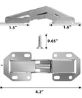 Frameless Cabinet Hidden Hinges 90 Degree No Fuss Quick Install 8 Pack with dimensions and screw.