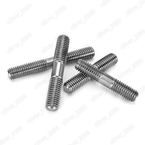 Titanium GR2 double-end stud bolts, clamping type, 4 pcs, silver