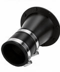 Heavy Duty 2 1/2 Inch Magnetic Dust Collection Fitting With Rubber Cuff Coupler For Woodworking Shop Vac Quick Connect Adapter System To Switch Tools Fast, showing pipe with rubber cuff and metal clamps.
