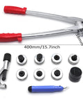 7 Lever Tube Expander Set For Plumbing And HVAC, 7 Die Head Swaging Kit For Copper Brass Aluminum Tubing with red handles