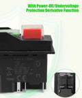 Pushbutton Electromagnetic Switch for Garden Tools and Beefy Heavy Duty Machines, 120V 5PIN Safety Start Switch with Red Button