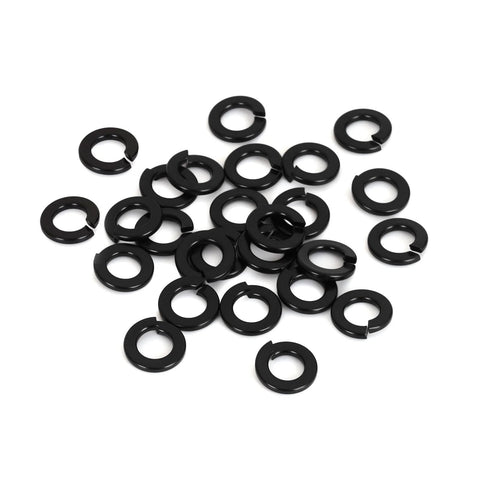 Pack of rust-resistant lock washers with black finish for outdoor and DIY projects. Ideal for humidity and marine environments.