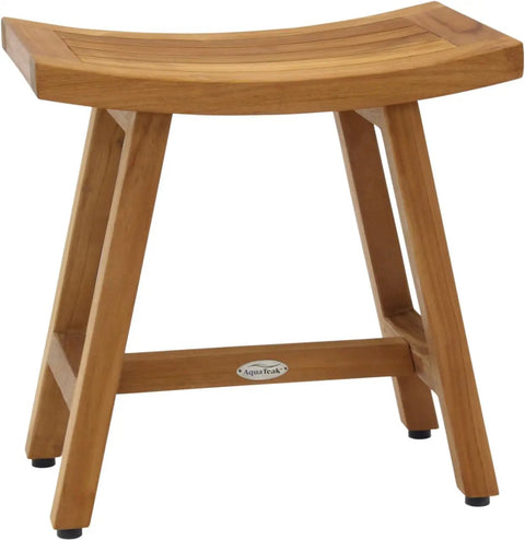 Patented 18 Inch Asia Lotus Teak Shower Bench With Stainless Steel Hardware And Adjustable Rubber Feet For Non Slip Stability