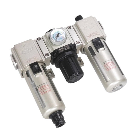 Preparation Unit Series F.R.L Combination For Industrial Pneumatic Air Lines, Model GAC300-08S, with visible strainers and gauge.