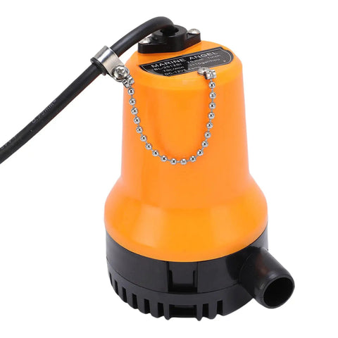 No Sweat Heavy Duty Submersible Bilge Pump With 45W Copper Motor And 1110 GPH Flow features a bright orange design and removable filter.